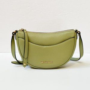 Michael Kors Dover Small Front Pocket Half Moon Crossbody Bag Light Sage